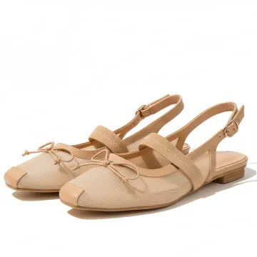 Flat Slingback Mesh Design Strap Shoes