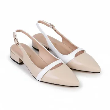 Elegant Two-Tone Slingback Flats.